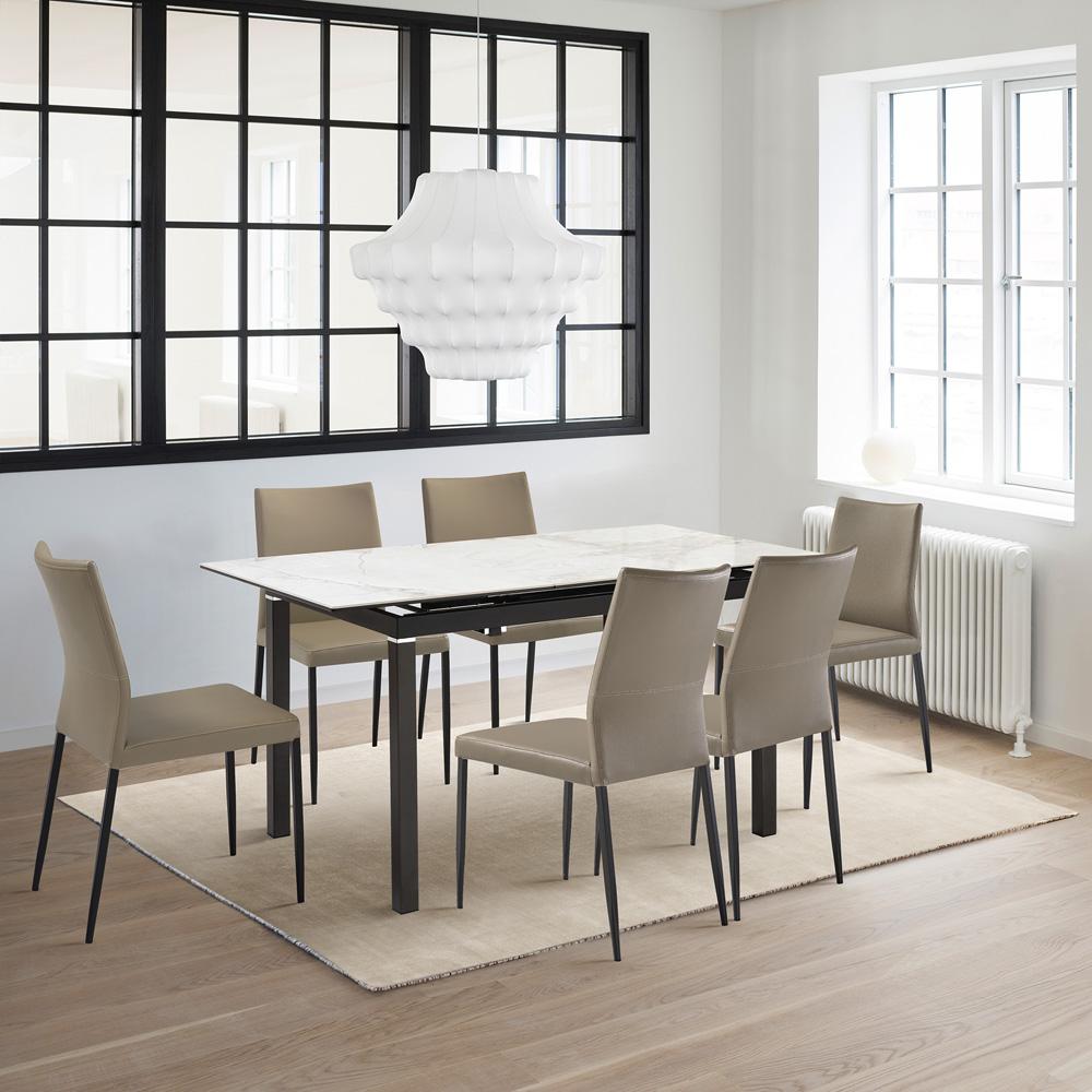 Armen Living - Giana Kash 7 Piece Extendable Dining Set with Taupe Gray Faux Leather Chairs - SETGIKA7TG veiw 7