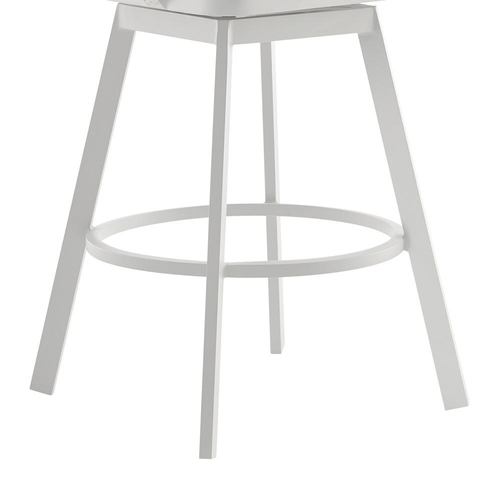 Armen Living - Hazel Outdoor Patio Swivel Counter Stool in Aluminum with Teak Wood and Argent Gray Cushion - LCHABALGRY26 veiw 6