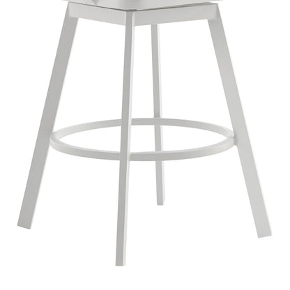 Armen Living - Hazel Outdoor Patio Swivel Counter Stool in Aluminum with Teak Wood and Argent Gray Cushion - LCHABALGRY26 veiw 6