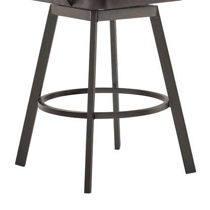 Armen Living - Hazel Outdoor Patio Swivel Counter Stool in Aluminum with Teak Wood and Brown Cushion - LCHABABRN26 veiw 6