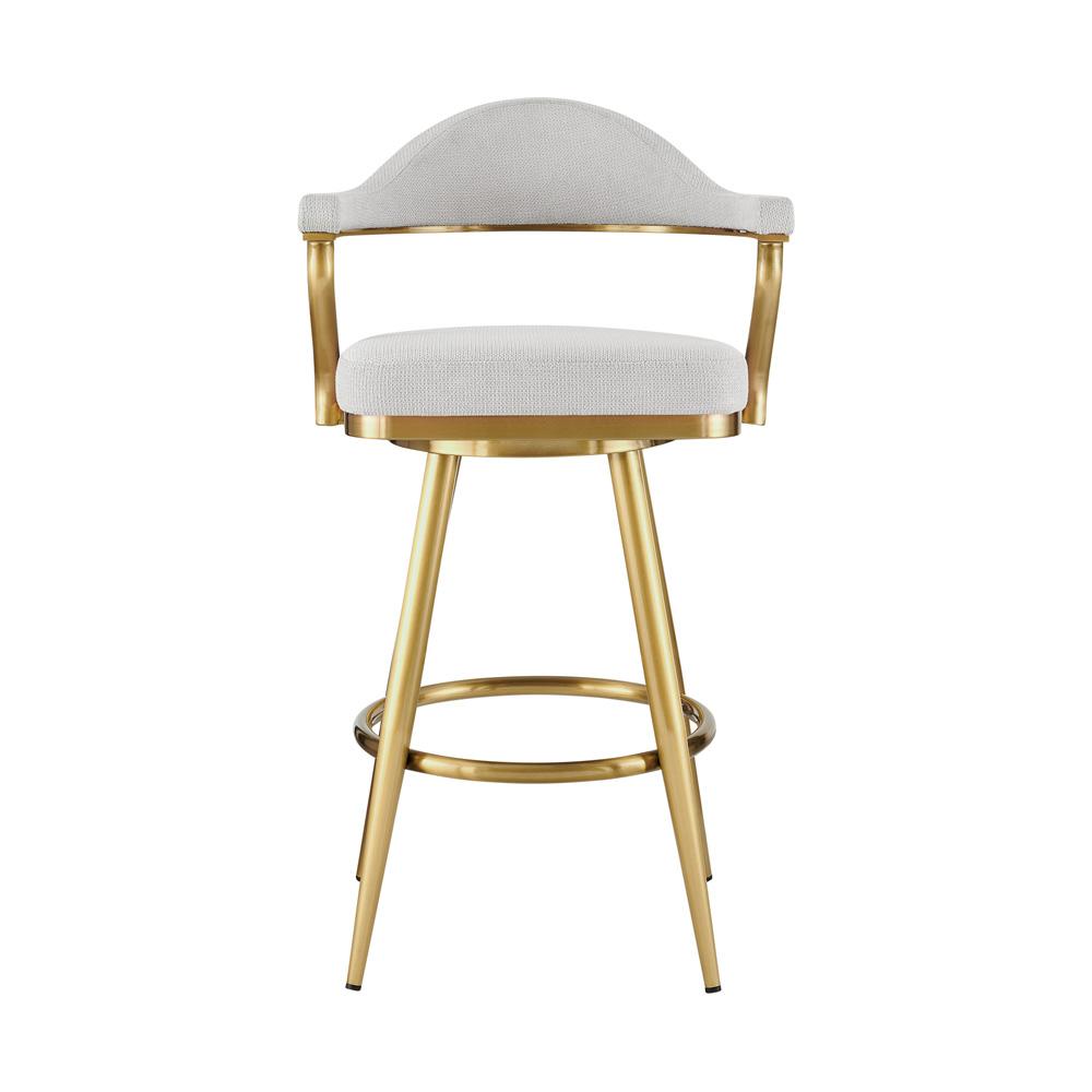 Armen Living - Justin 26in Swivel Counter Stool with Gold Brushed Stainless Steel and Silver Fabric - LCJTBABGLSI26 veiw 2