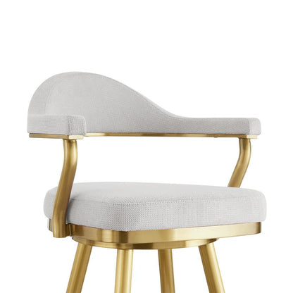 Armen Living - Justin 26in Swivel Counter Stool with Gold Brushed Stainless Steel and Silver Fabric - LCJTBABGLSI26 veiw 4