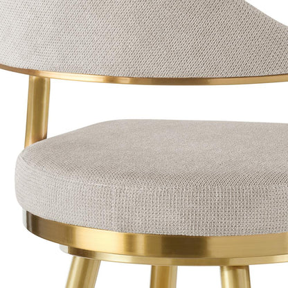 Armen Living - Justin 26in Swivel Counter Stool with Gold Brushed Stainless Steel and Taupe Fabric - LCJTBABGLTP26 veiw 5