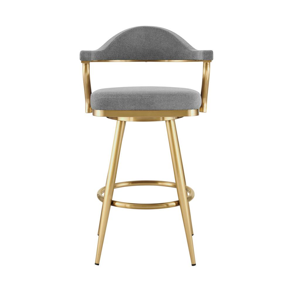 Armen Living - Justin 30in Swivel Bar Stool with Gold Brushed Stainless Steel and Anchor Gray Fabric - LCJTBABGLAGRY30 veiw 2