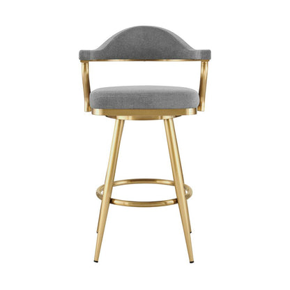 Armen Living - Justin 30in Swivel Bar Stool with Gold Brushed Stainless Steel and Anchor Gray Fabric - LCJTBABGLAGRY30 veiw 2