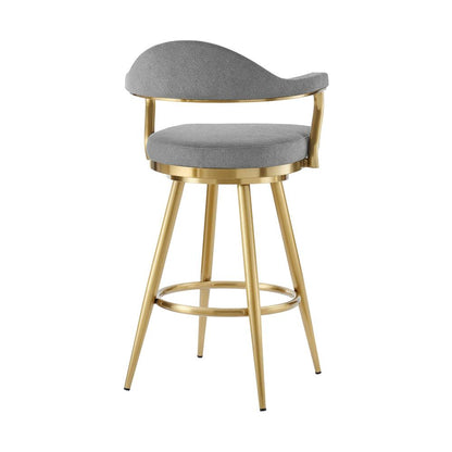 Armen Living - Justin 30in Swivel Bar Stool with Gold Brushed Stainless Steel and Anchor Gray Fabric - LCJTBABGLAGRY30 veiw 3