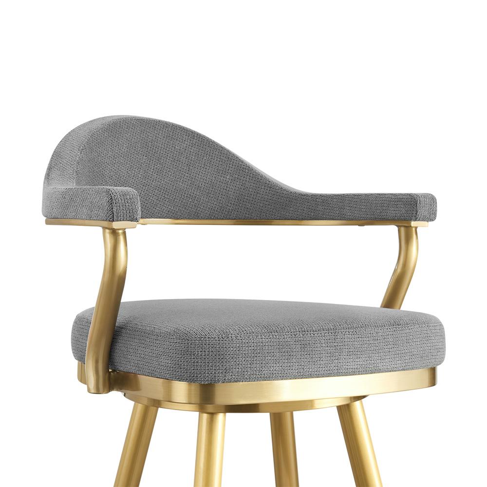 Armen Living - Justin 30in Swivel Bar Stool with Gold Brushed Stainless Steel and Anchor Gray Fabric - LCJTBABGLAGRY30 veiw 4
