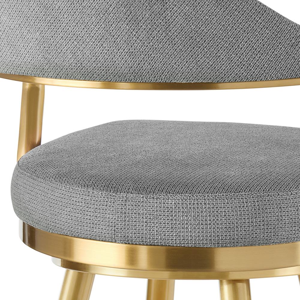 Armen Living - Justin 30in Swivel Bar Stool with Gold Brushed Stainless Steel and Anchor Gray Fabric - LCJTBABGLAGRY30 veiw 5