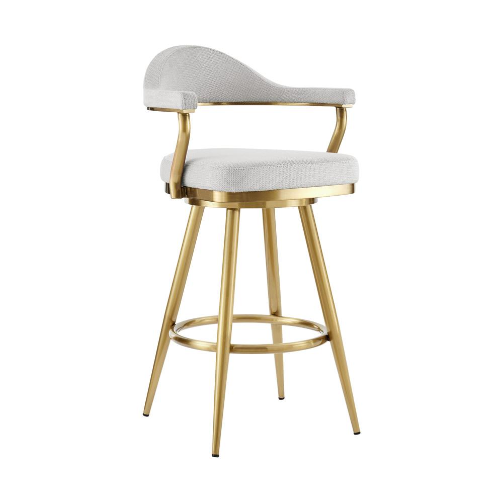 Armen Living - Justin 30in Swivel Bar Stool with Gold Brushed Stainless Steel and Silver Fabric - LCJTBABGLSI30 veiw 1