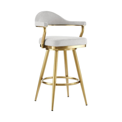 Armen Living - Justin 30in Swivel Bar Stool with Gold Brushed Stainless Steel and Silver Fabric - LCJTBABGLSI30 veiw 1