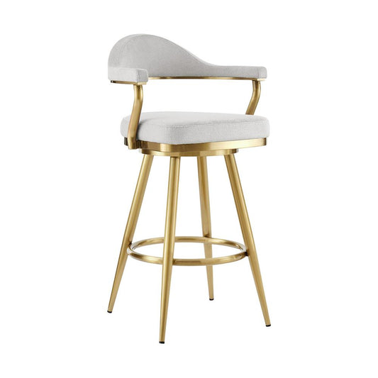 Armen Living - Justin 30in Swivel Bar Stool with Gold Brushed Stainless Steel and Silver Fabric - LCJTBABGLSI30 veiw 1