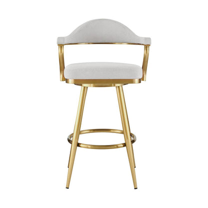 Armen Living - Justin 30in Swivel Bar Stool with Gold Brushed Stainless Steel and Silver Fabric - LCJTBABGLSI30 veiw 2