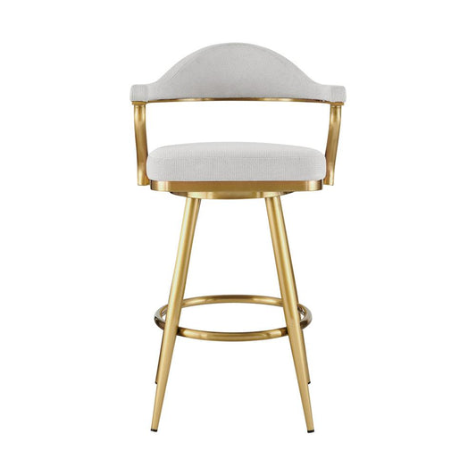 Armen Living - Justin 30in Swivel Bar Stool with Gold Brushed Stainless Steel and Silver Fabric - LCJTBABGLSI30 veiw 2