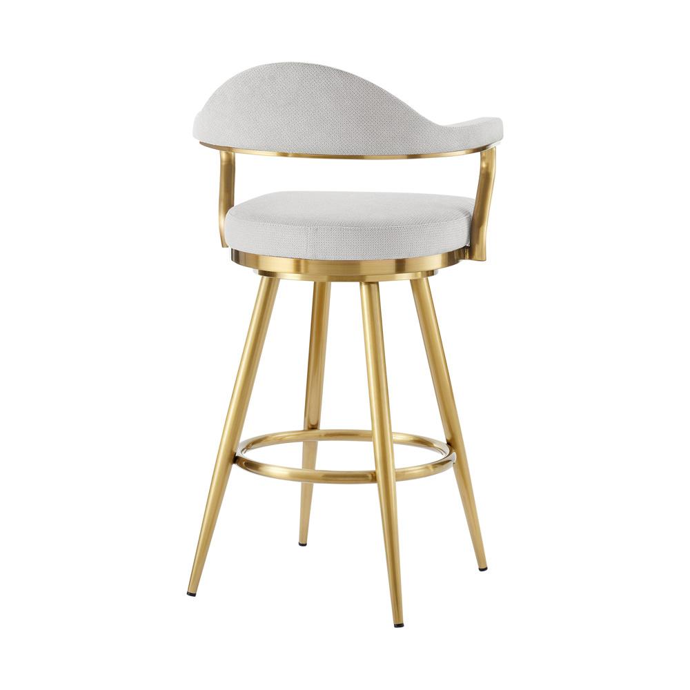 Armen Living - Justin 30in Swivel Bar Stool with Gold Brushed Stainless Steel and Silver Fabric - LCJTBABGLSI30 veiw 3