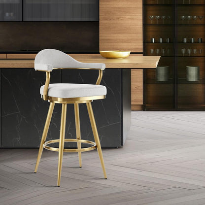 Armen Living - Justin 30in Swivel Bar Stool with Gold Brushed Stainless Steel and Silver Fabric - LCJTBABGLSI30 veiw 7