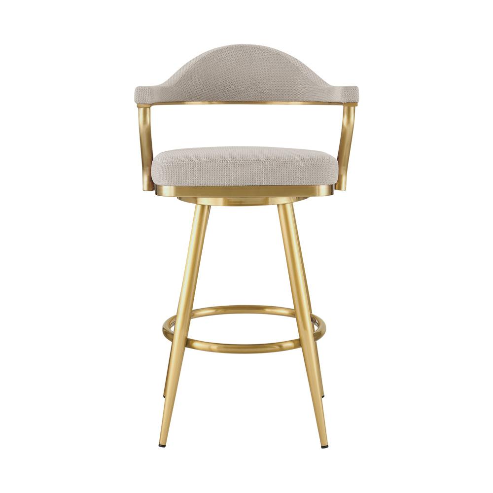 Armen Living - Justin 30in Swivel Bar Stool with Gold Brushed Stainless Steel and Taupe Fabric - LCJTBABGLTP30 veiw 2