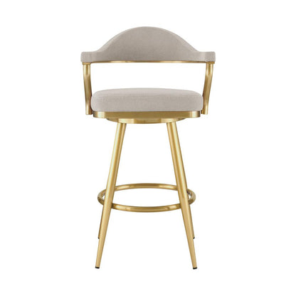 Armen Living - Justin 30in Swivel Bar Stool with Gold Brushed Stainless Steel and Taupe Fabric - LCJTBABGLTP30 veiw 2