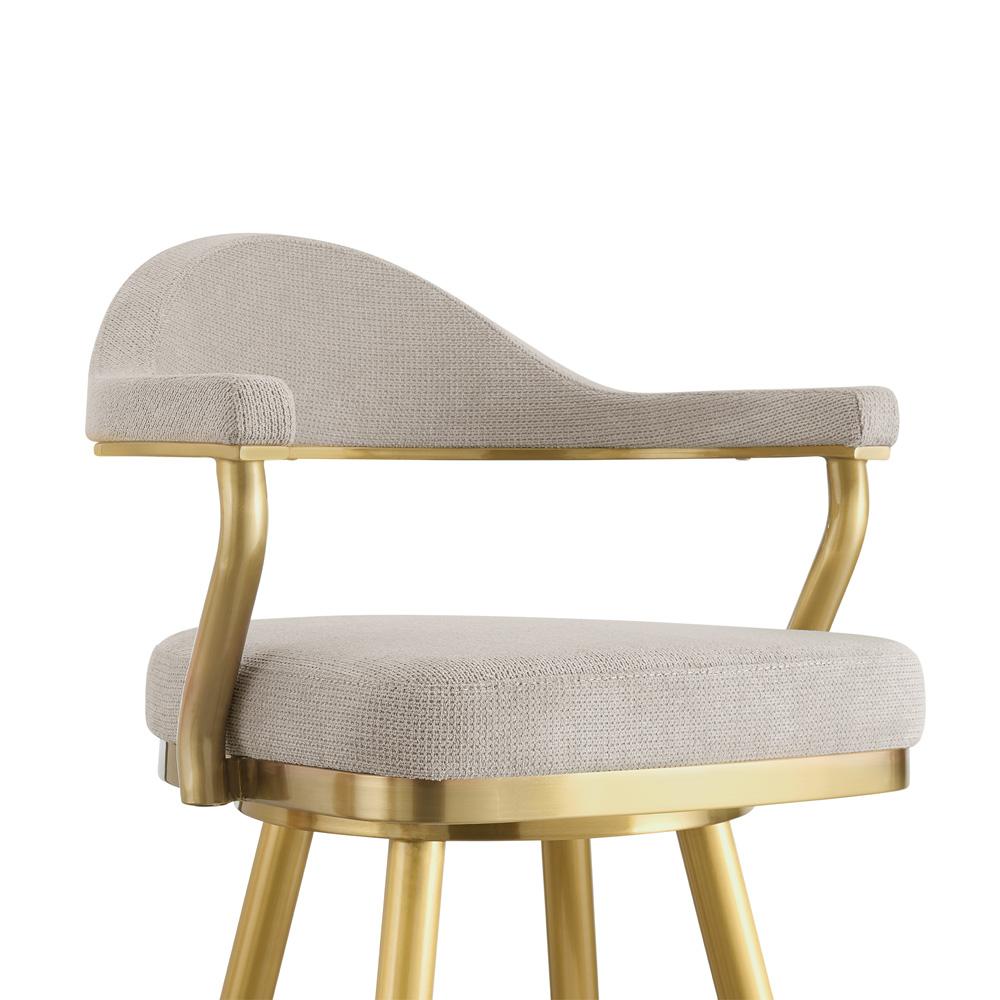 Armen Living - Justin 30in Swivel Bar Stool with Gold Brushed Stainless Steel and Taupe Fabric - LCJTBABGLTP30 veiw 4