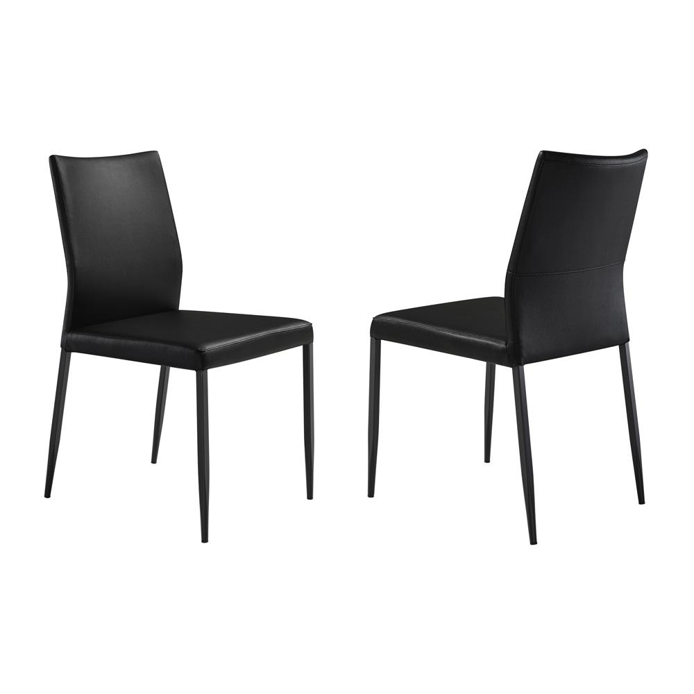 Armen Living - Kash Upholstered Dining Chair in Black Faux Leather with Black Metal Legs - (Set of 2) - LCKASIBLK veiw 1