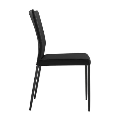 Armen Living - Kash Upholstered Dining Chair in Black Faux Leather with Black Metal Legs - (Set of 2) - LCKASIBLK veiw 4