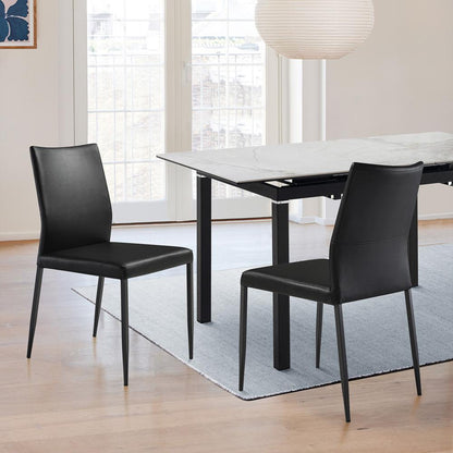 Armen Living - Kash Upholstered Dining Chair in Black Faux Leather with Black Metal Legs - (Set of 2) - LCKASIBLK veiw 7