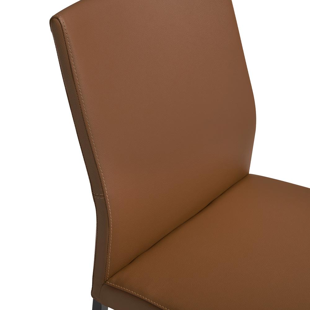 Armen Living - Kash Upholstered Dining Chair in Brown Faux Leather with Black Metal Legs - (Set of 2) - LCKASIBLKPE veiw 6