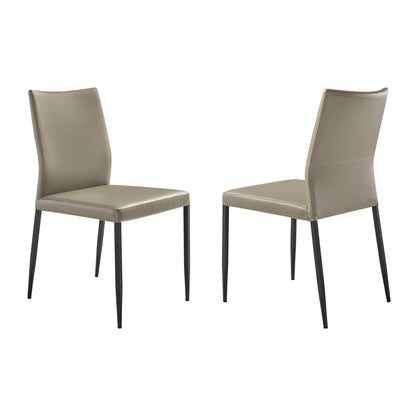 Armen Living - Kash Upholstered Dining Chair in Taupe Gray Faux Leather and Black Metal Legs - (Set of 2) - LCKASITAGRYBLK veiw 1