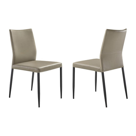 Armen Living - Kash Upholstered Dining Chair in Taupe Gray Faux Leather and Black Metal Legs - (Set of 2) - LCKASITAGRYBLK veiw 1