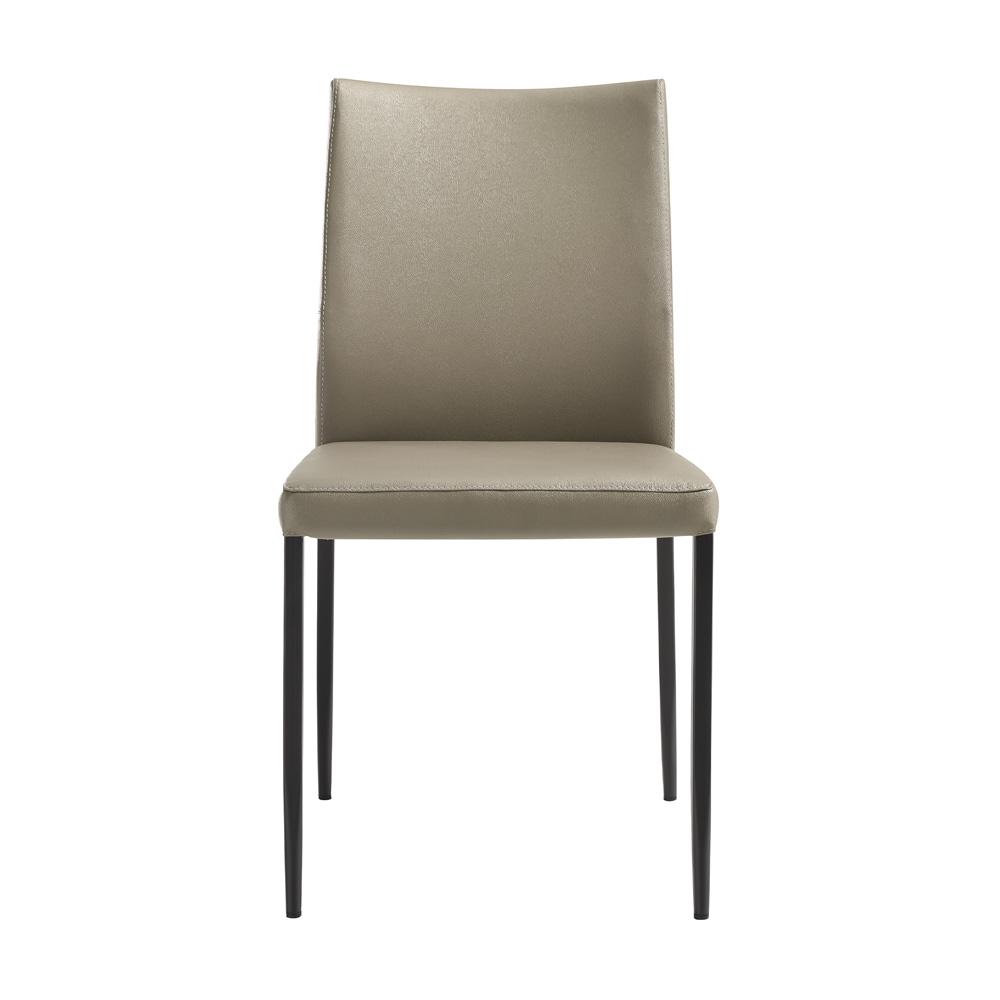 Armen Living - Kash Upholstered Dining Chair in Taupe Gray Faux Leather and Black Metal Legs - (Set of 2) - LCKASITAGRYBLK veiw 3