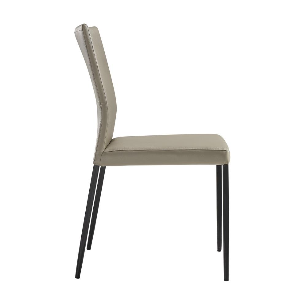 Armen Living - Kash Upholstered Dining Chair in Taupe Gray Faux Leather and Black Metal Legs - (Set of 2) - LCKASITAGRYBLK veiw 4