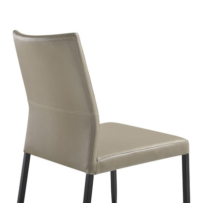 Armen Living - Kash Upholstered Dining Chair in Taupe Gray Faux Leather and Black Metal Legs - (Set of 2) - LCKASITAGRYBLK veiw 5