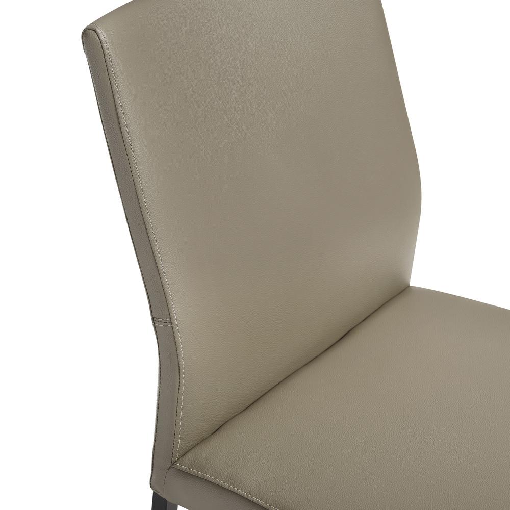 Armen Living - Kash Upholstered Dining Chair in Taupe Gray Faux Leather and Black Metal Legs - (Set of 2) - LCKASITAGRYBLK veiw 6