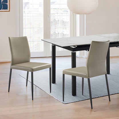 Armen Living - Kash Upholstered Dining Chair in Taupe Gray Faux Leather and Black Metal Legs - (Set of 2) - LCKASITAGRYBLK veiw 7