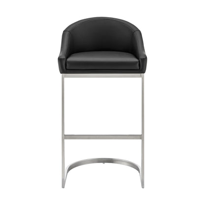 Armen Living - Katherine 26in Counter Stool in Brushed Stainless Steel with Black Faux Leather - LCKABABSBLK26 veiw 2