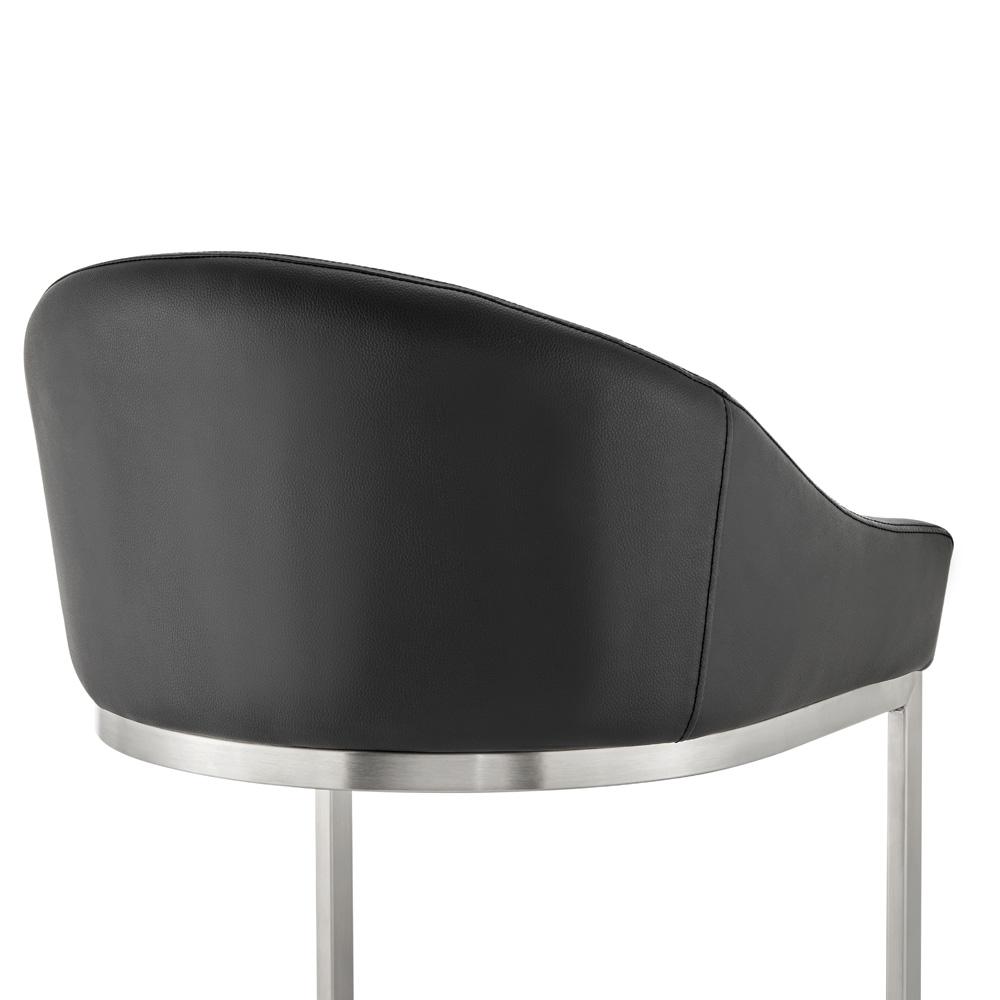 Armen Living - Katherine 26in Counter Stool in Brushed Stainless Steel with Black Faux Leather - LCKABABSBLK26 veiw 5