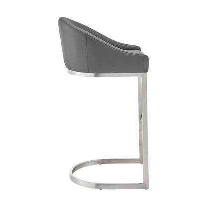 Armen Living - Katherine 30in Bar Stool in Brushed Stainless Steel with Gray Faux Leather - LCKABABSGRY30 veiw 3