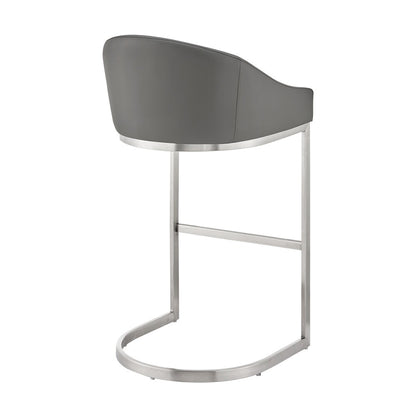 Armen Living - Katherine 30in Bar Stool in Brushed Stainless Steel with Gray Faux Leather - LCKABABSGRY30 veiw 4