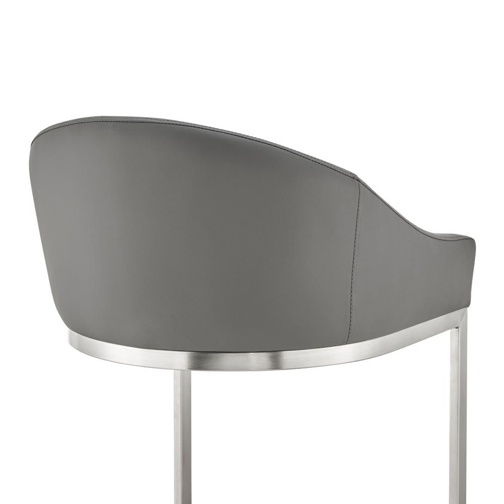 Armen Living - Katherine 30in Bar Stool in Brushed Stainless Steel with Gray Faux Leather - LCKABABSGRY30 veiw 5
