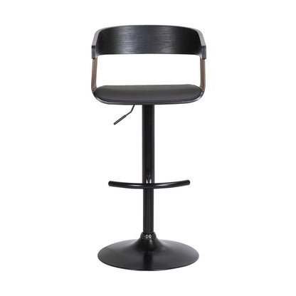 Armen Living - Larisa Adjustable Black Wood Bar Stool in Black Faux Leather with Golden Bronze and Black Metal - LCLABABLKBLK veiw 2