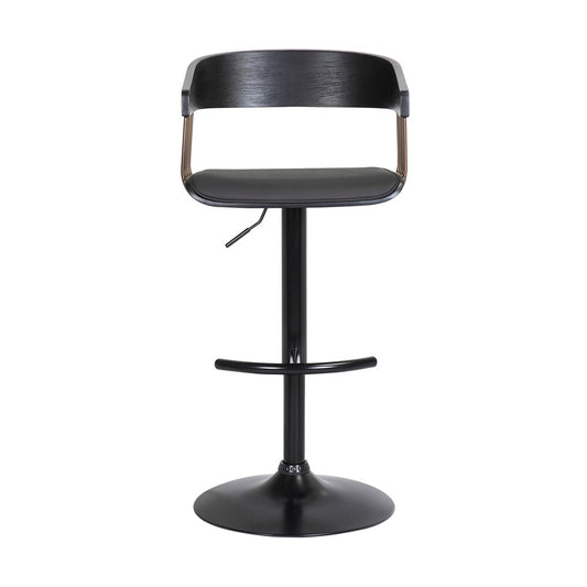 Armen Living - Larisa Adjustable Black Wood Bar Stool in Black Faux Leather with Golden Bronze and Black Metal - LCLABABLKBLK veiw 2