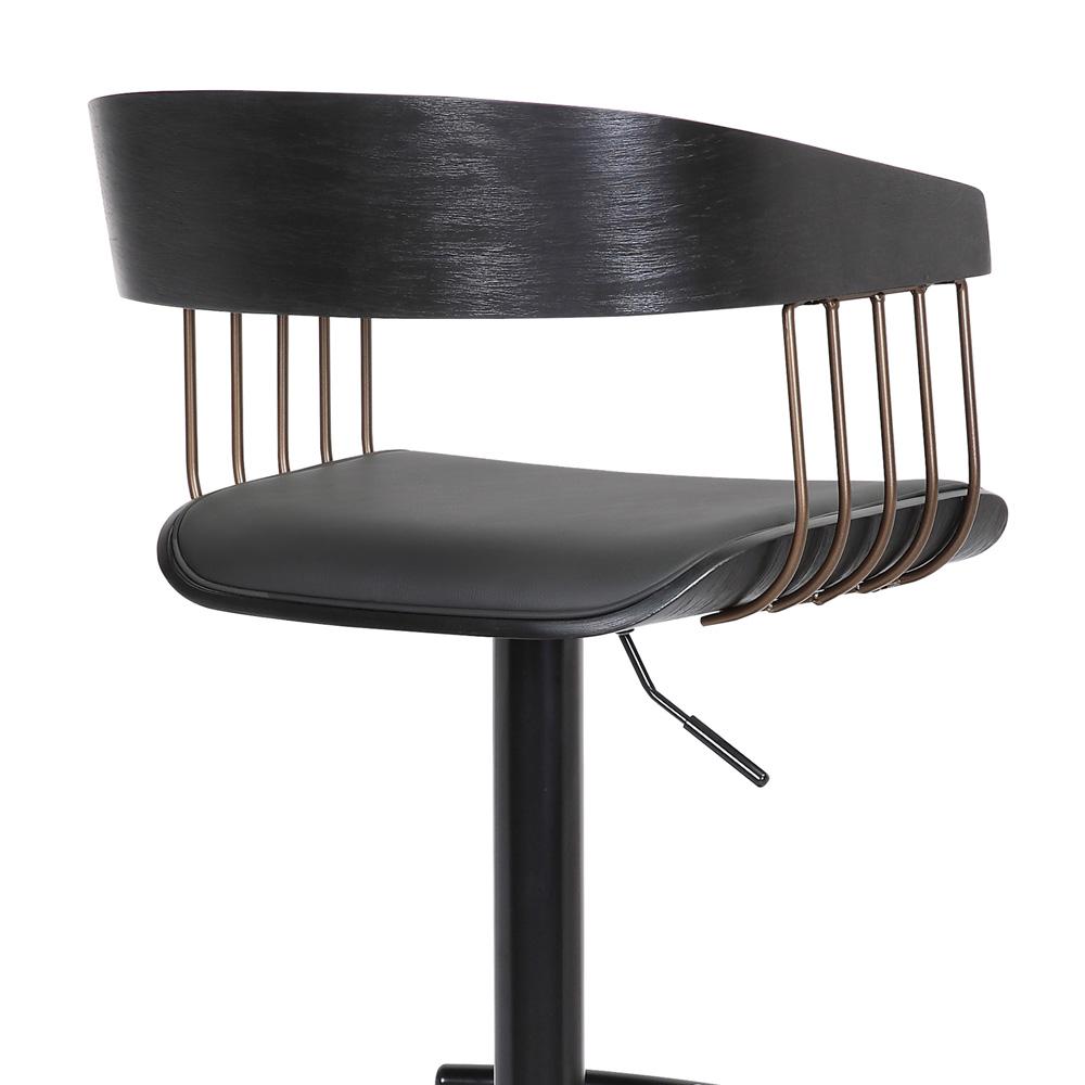 Armen Living - Larisa Adjustable Black Wood Bar Stool in Black Faux Leather with Golden Bronze and Black Metal - LCLABABLKBLK veiw 5