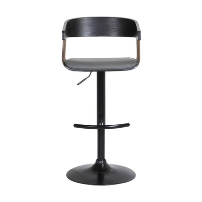 Armen Living - Larisa Adjustable Black Wood Bar Stool in Gray Faux Leather with Golden Bronze and Black Metal - LCLABABLKGRY veiw 2
