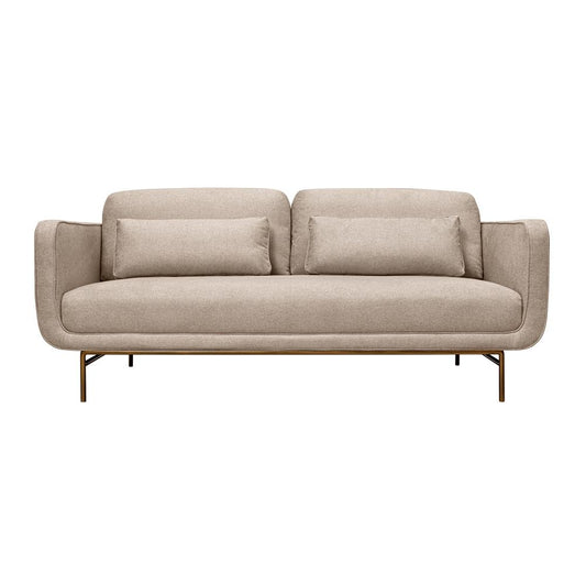 Armen Living - Lilou 77in Beige Fabric Sofa with Antique Brass Metal Legs - LCLISOABBEI veiw 1