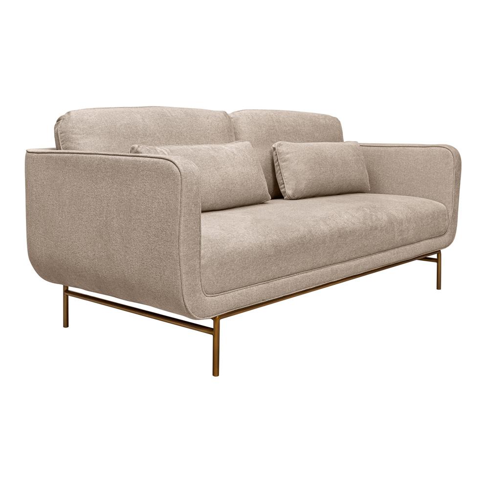 Armen Living - Lilou 77in Beige Fabric Sofa with Antique Brass Metal Legs - LCLISOABBEI veiw 2