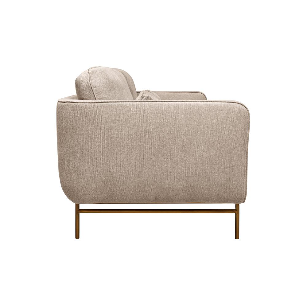 Armen Living - Lilou 77in Beige Fabric Sofa with Antique Brass Metal Legs - LCLISOABBEI veiw 3