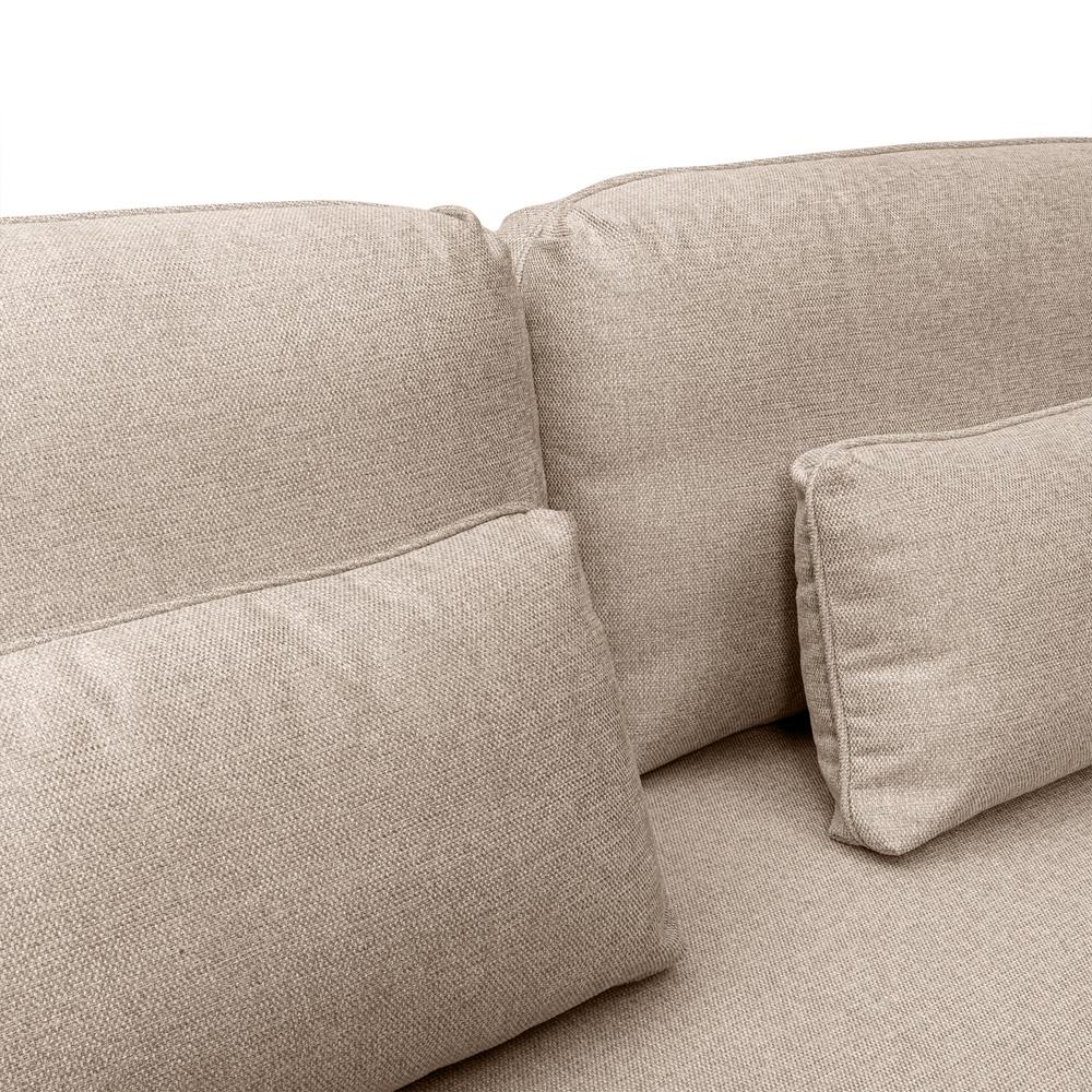 Armen Living - Lilou 77in Beige Fabric Sofa with Antique Brass Metal Legs - LCLISOABBEI veiw 5