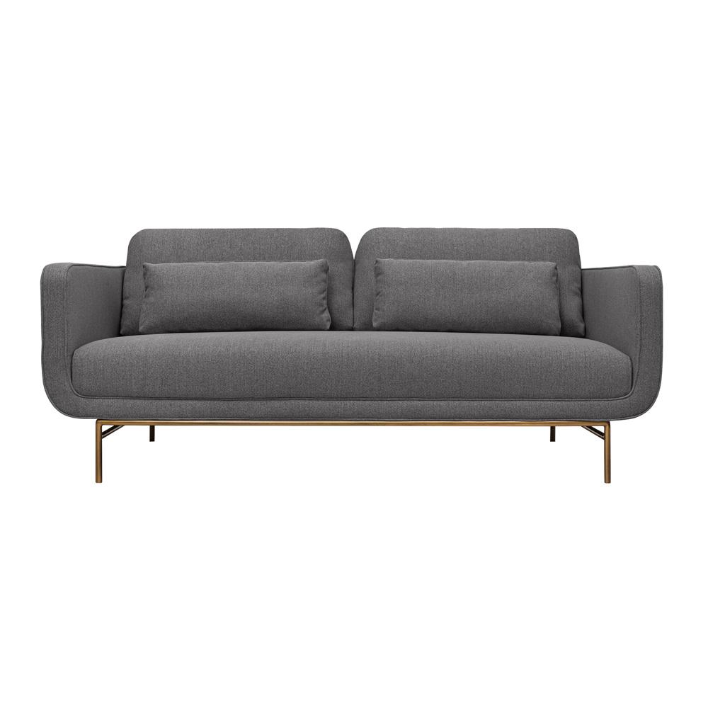 Armen Living - Lilou 77in Fossil Gray Velvet Sofa with Antique Brass Metal Legs - LCLISOABDKGRY veiw 1