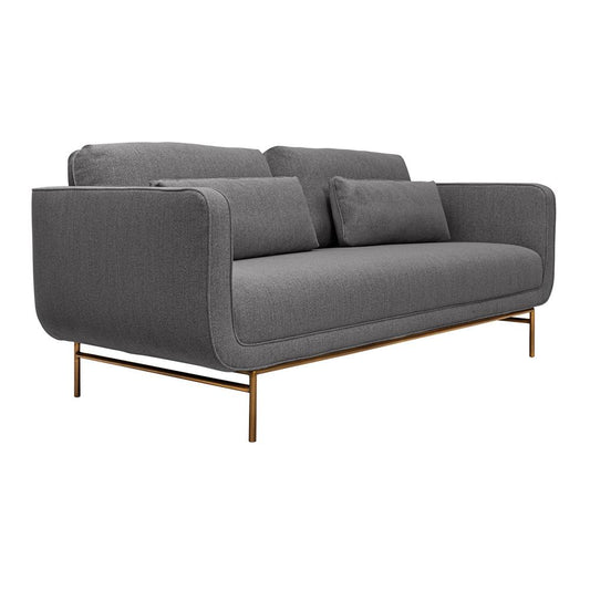 Armen Living - Lilou 77in Gray Fabric Sofa with Antique Brass Metal Legs - LCLISOABGRY veiw 2