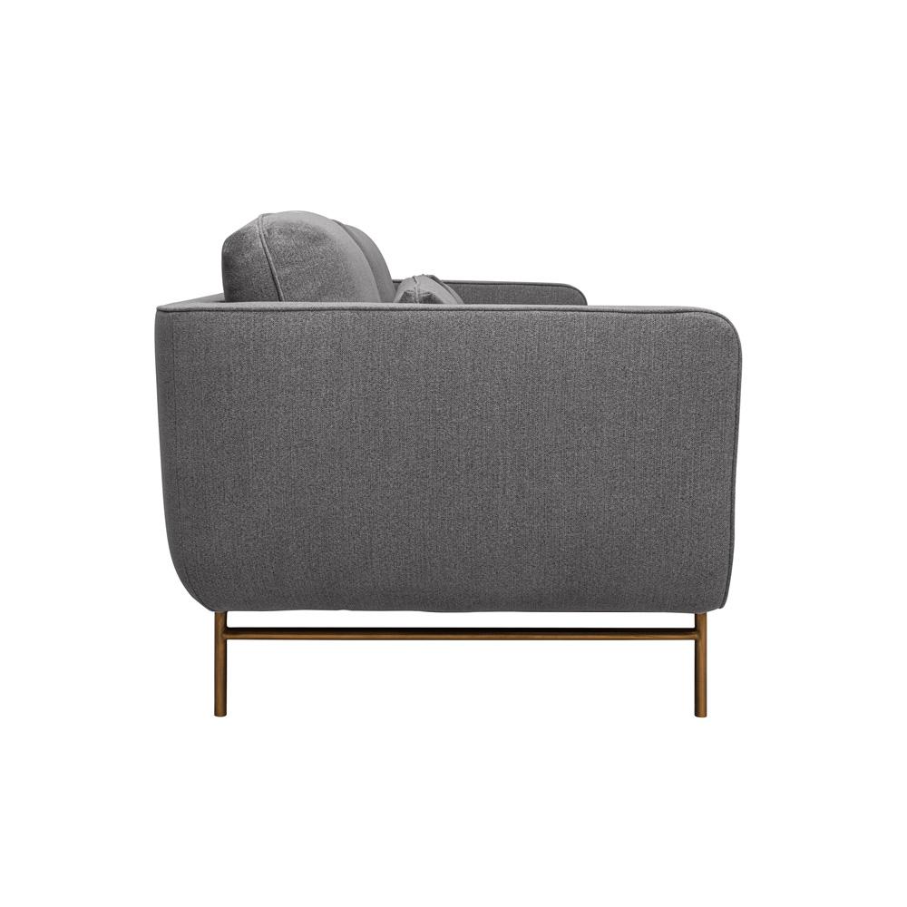 Armen Living - Lilou 77in Fossil Gray Velvet Sofa with Antique Brass Metal Legs - LCLISOABDKGRY veiw 3