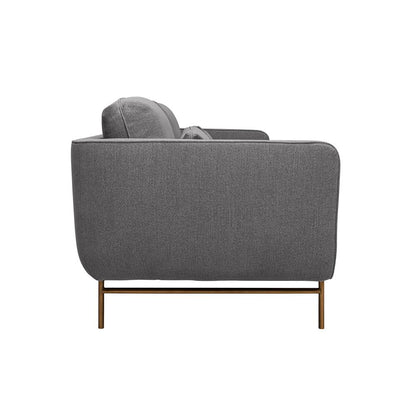 Armen Living - Lilou 77in Fossil Gray Velvet Sofa with Antique Brass Metal Legs - LCLISOABDKGRY veiw 3